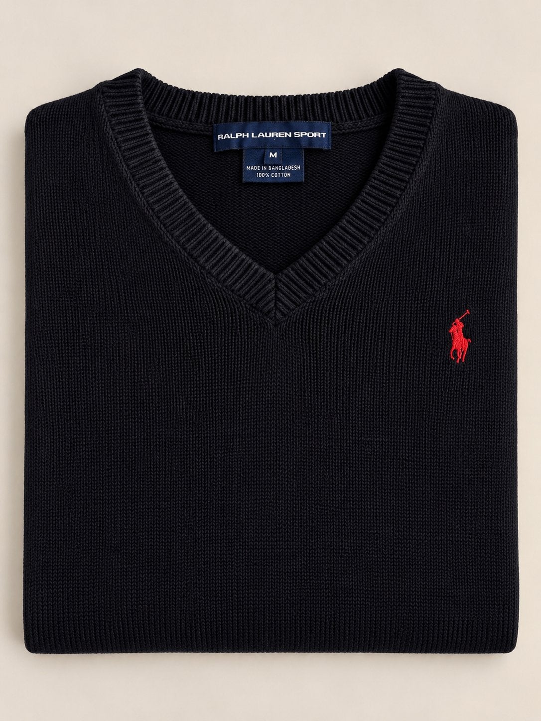 Ralph Lauren Sport V-hals trui - Zwart - Maat M, Ophalen of Verzenden, Zo goed als nieuw, Maat 48/50 (M), Zwart