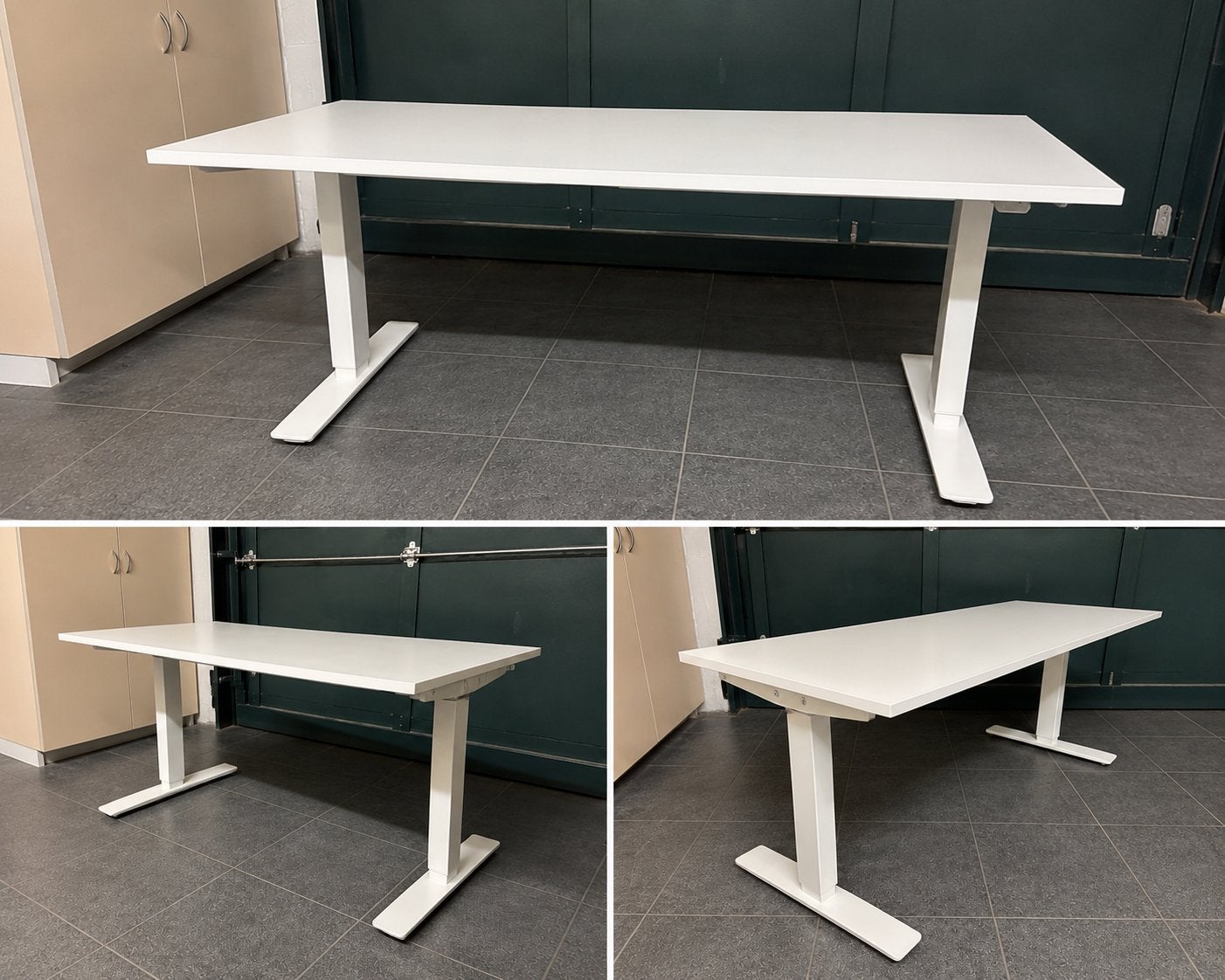 In hoogte verstelbaar wit bureau, Maison & Meubles, Bureaux, Utilisé, Autres marques, Blanc, Réglable en hauteur, Enlèvement