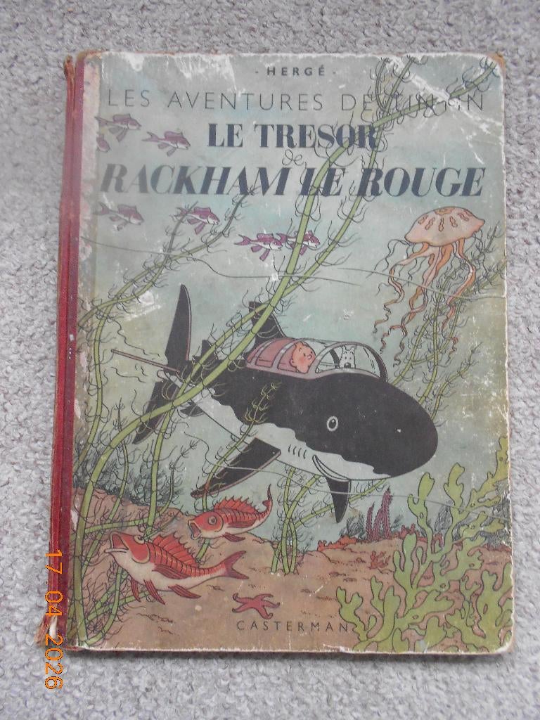 Tintin 12 - Le Trésor de Rackham le Rouge (B3) - Réédit 1949, Livres, Enlèvement ou Envoi, Une BD, Utilisé, Herge