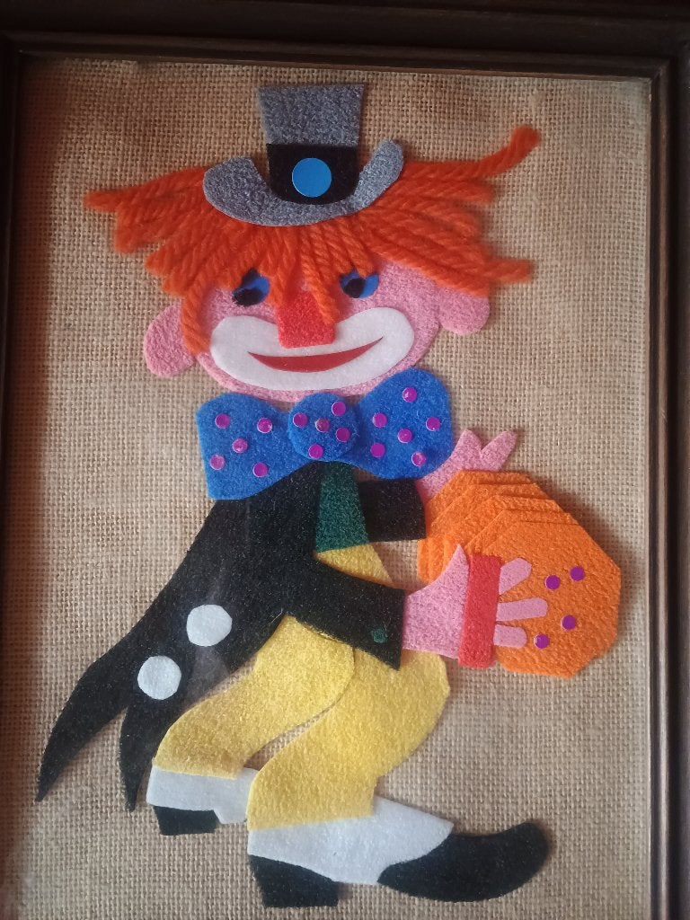 Vintage Kader met glas - clown 1965, Antiek en Kunst, Ophalen