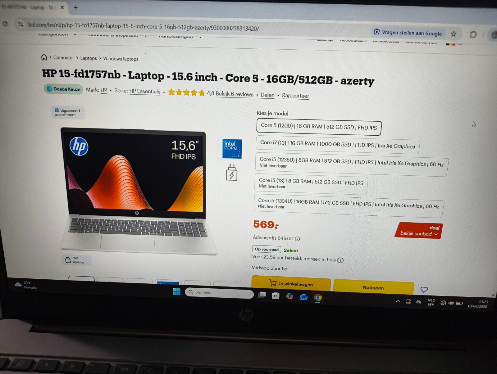 Hp laptop 15 inch 16gb ram, Computers en Software, Servers, Ophalen, Zo goed als nieuw, 16 GB
