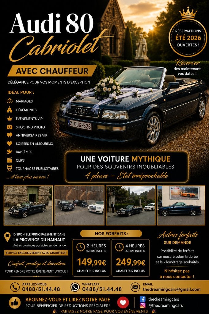 Promo Location Audi Cabriolet Pour Mariage, cérémonie,, Enlèvement