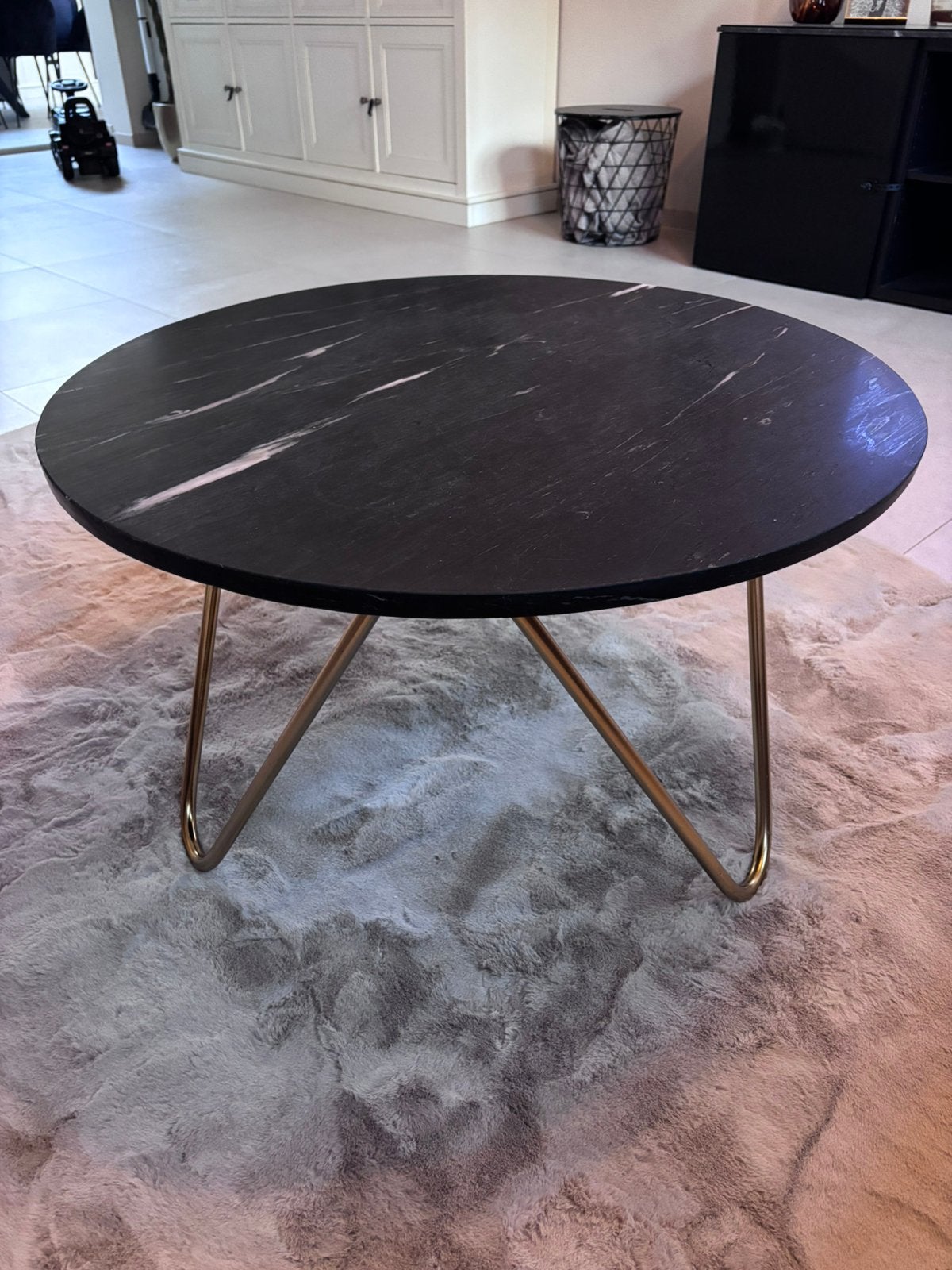 Salontafel uit marmer, Ophalen, Gebruikt, Rond, 50 tot 100 cm