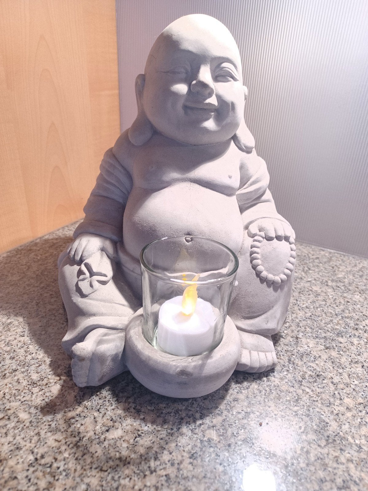 Betonnen Buddha beeld, Antiek en Kunst, Kunst | Beelden en Houtsnijwerken, Ophalen, Steen of Keramiek, Beeld, Grijs