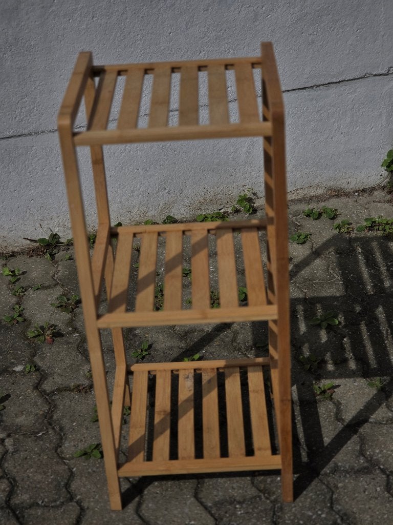 Étagère en bambou naturel à 3 niveaux, Maison & Meubles, Enlèvement, Utilisé, Étagère, Bois