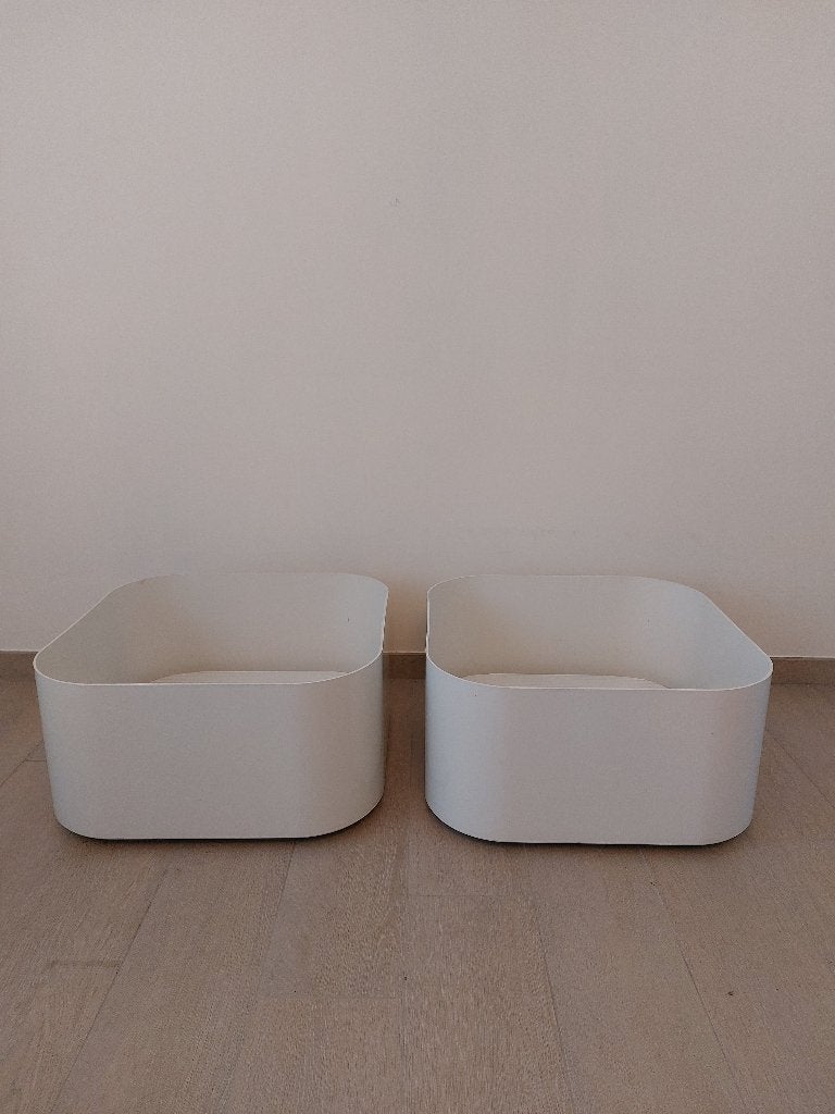 2 witte design plantenbakken Intercom Isao Hosoe Italy 70s, Huis en Inrichting, Ophalen, Gebruikt