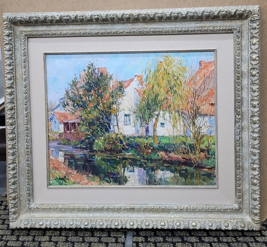 Yvette LICHTFUS, Huizen aan de waterkant, Enlèvement ou Envoi, Paysage urbain / rural, Toile, Impressionniste