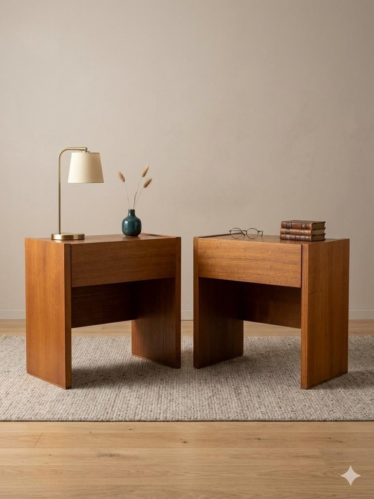 Set vintage mid century nachtkastjes teak, Ophalen
