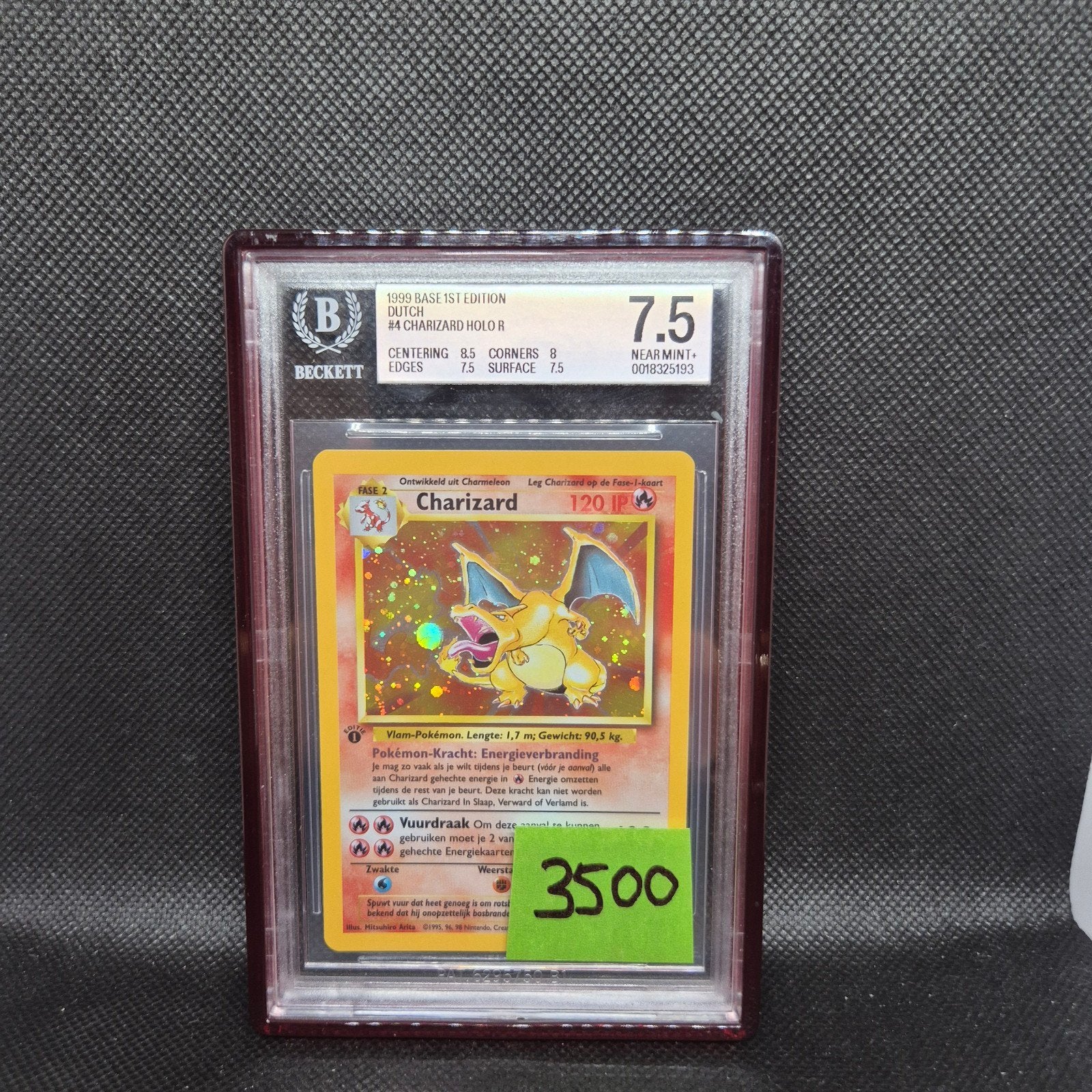 Charizard Holo NL Base 1st Edition BGS 7.5, Enlèvement ou Envoi