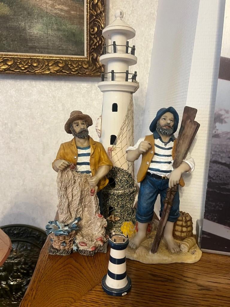 Maritieme decoratie set – vissers + vuurtoren, Ophalen, Zo goed als nieuw