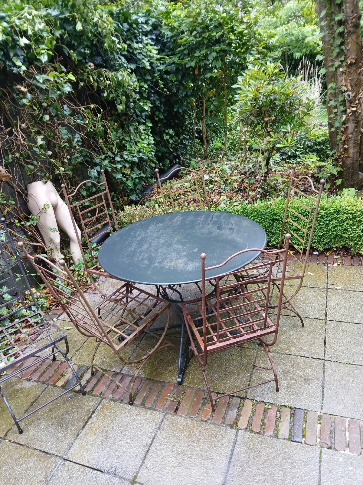Chaises et table de jardin en fer, Jardin & Terrasse, Enlèvement, Utilisé