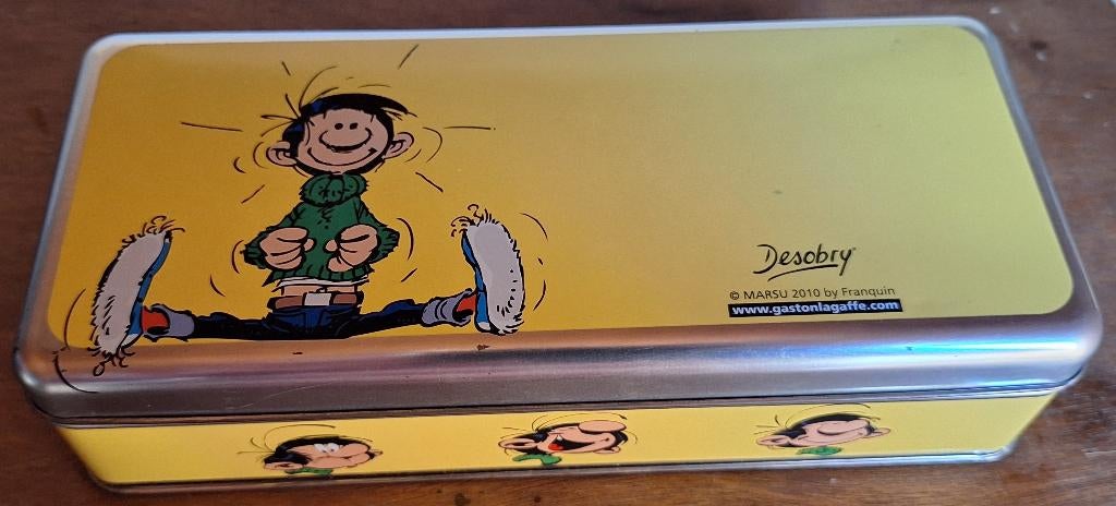 Boîte à biscuit rectangulaire Gaston Lagaffe, Collections, Enlèvement, Gaston ou Spirou, Comme neuf, Autres types