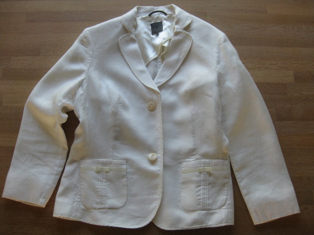 Wit, linnen jasje – merk Xandres – maat 44, Kleding | Dames, Wit, Maat 42/44 (L), Ophalen of Verzenden, Zo goed als nieuw