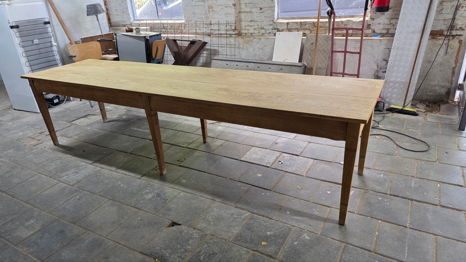 antieke Franse eiken boerentafel- oogsttafel 310x78 cm, Antiek en Kunst, Ophalen of Verzenden