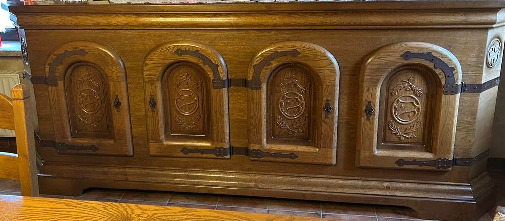 Eiken eetplaats compleet, Ophalen, Gebruikt, Rustiek, 6 tot 8 stoelen