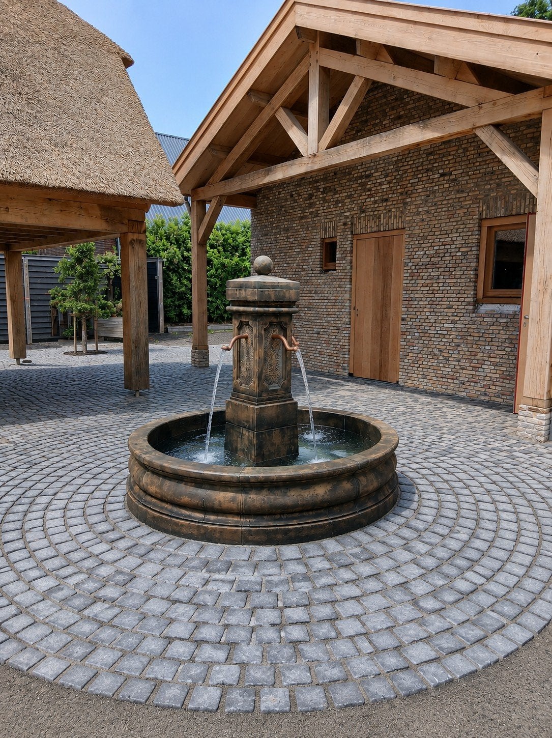 Ancienne fontaine de village à l'aspect rouillé, Enlèvement