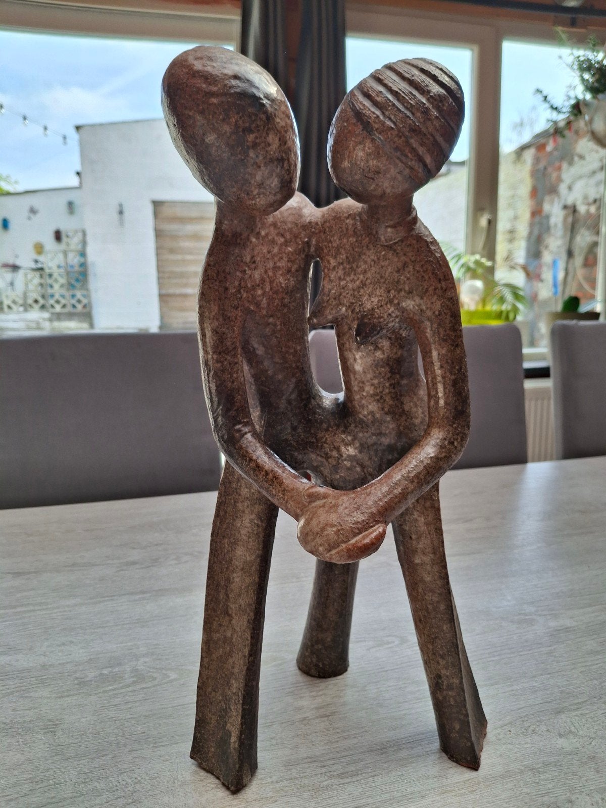 Abstract beeld koppel omhelzend, Ophalen of Verzenden, Beeld, Abstract, Bruin