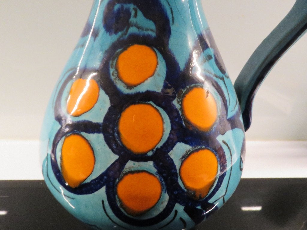 Vintage Italy keramiek vaas turkoois oranje, Antiek en Kunst, Ophalen of Verzenden
