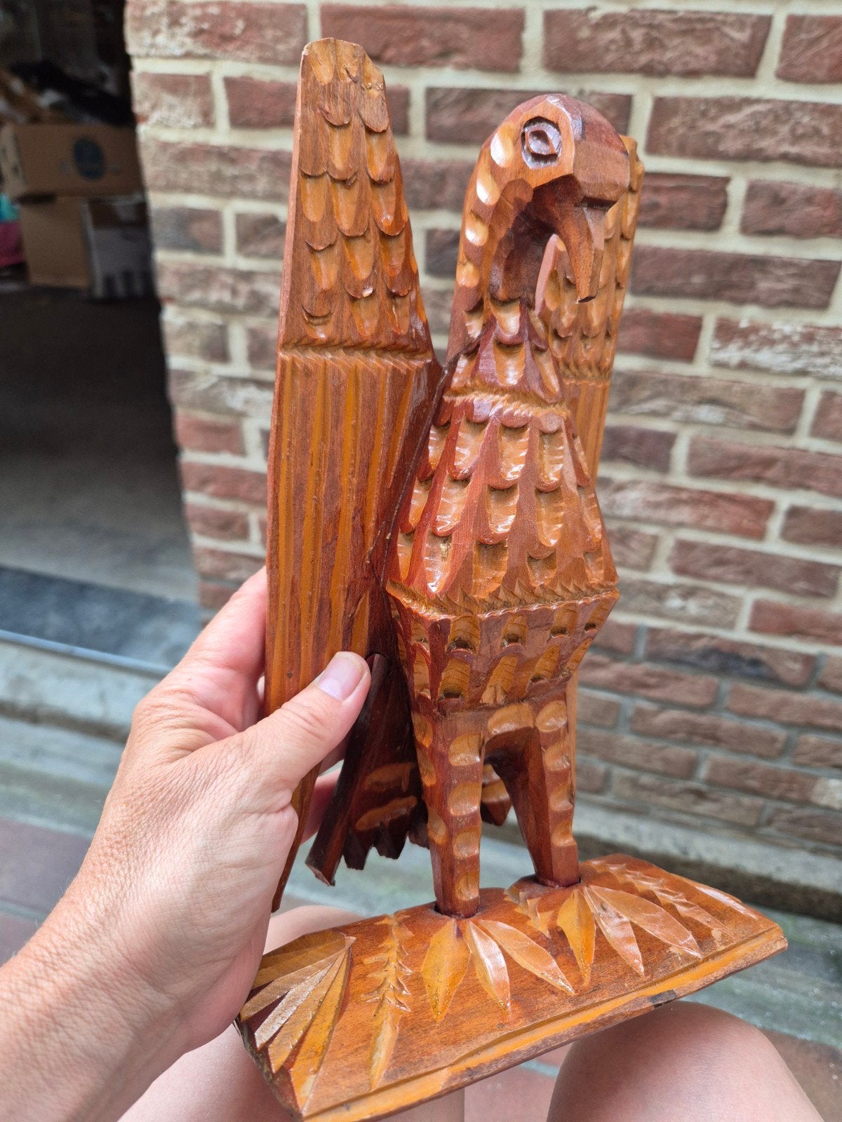 Vintage houtsnijwerk Adelaar/ Eagle 28.5cm op 14cm, Ophalen of Verzenden, Houtsnijwerk
