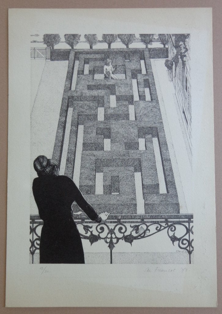 MAGDA FRANCOT / LOT 2 STUKS / ZW-W LITHO / 54x38cm / SIG, Antiquités & Art, Art | Lithographies & Sérigraphies, Signé, Enlèvement ou Envoi