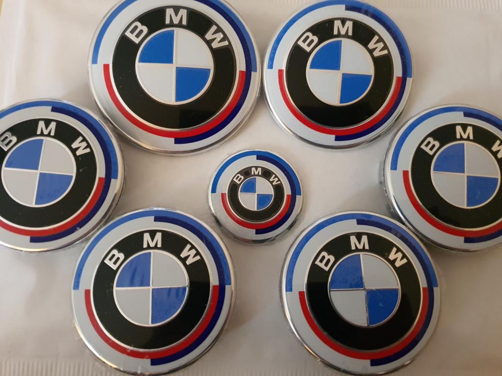 Bmw emblemen 50th jaar editie set van 7 logo's, Auto-onderdelen, Ophalen of Verzenden, Nieuw, BMW