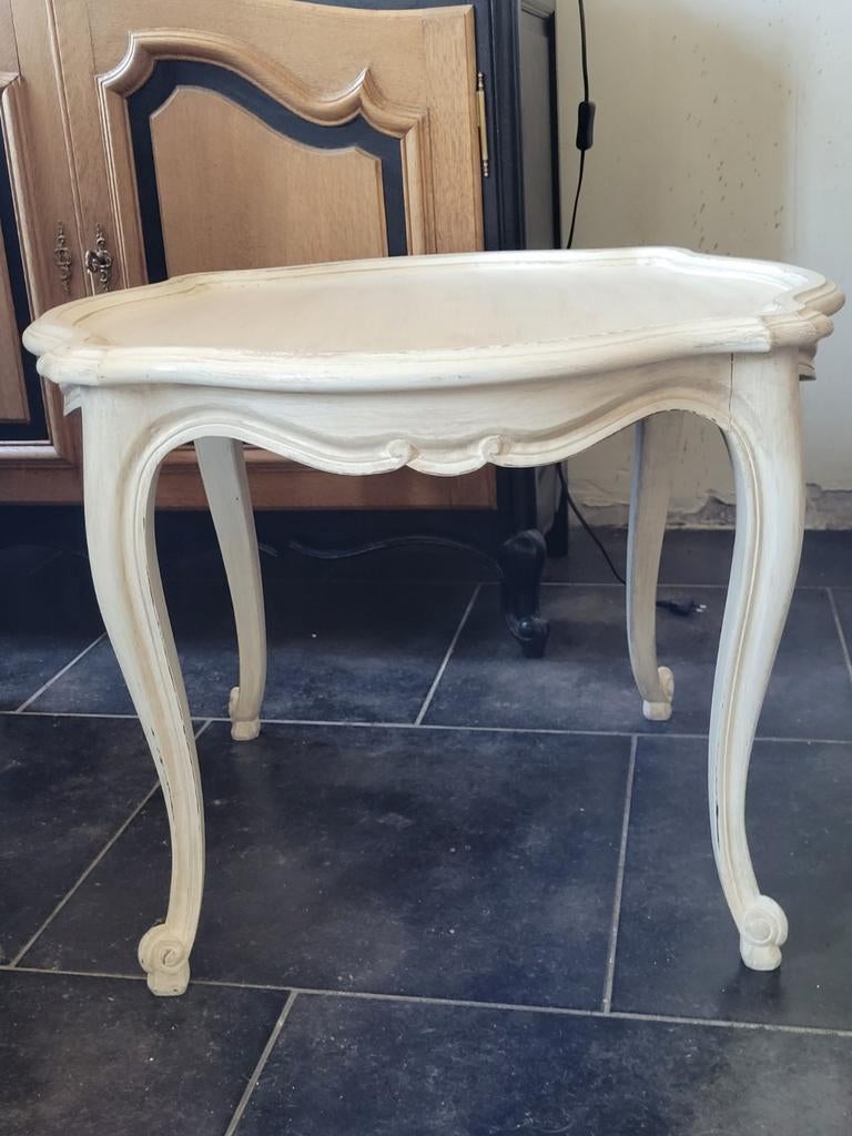 Table de salon/guéridon  bois d hêtre  patine écru, Maison & Meubles, Enlèvement