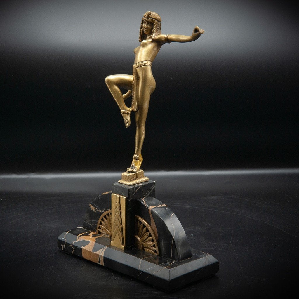 DOMINIQUE ALONZO “Egyptian Dancer” 1920, Art deco, Ophalen of Verzenden, Brons, 20 - 50 cm