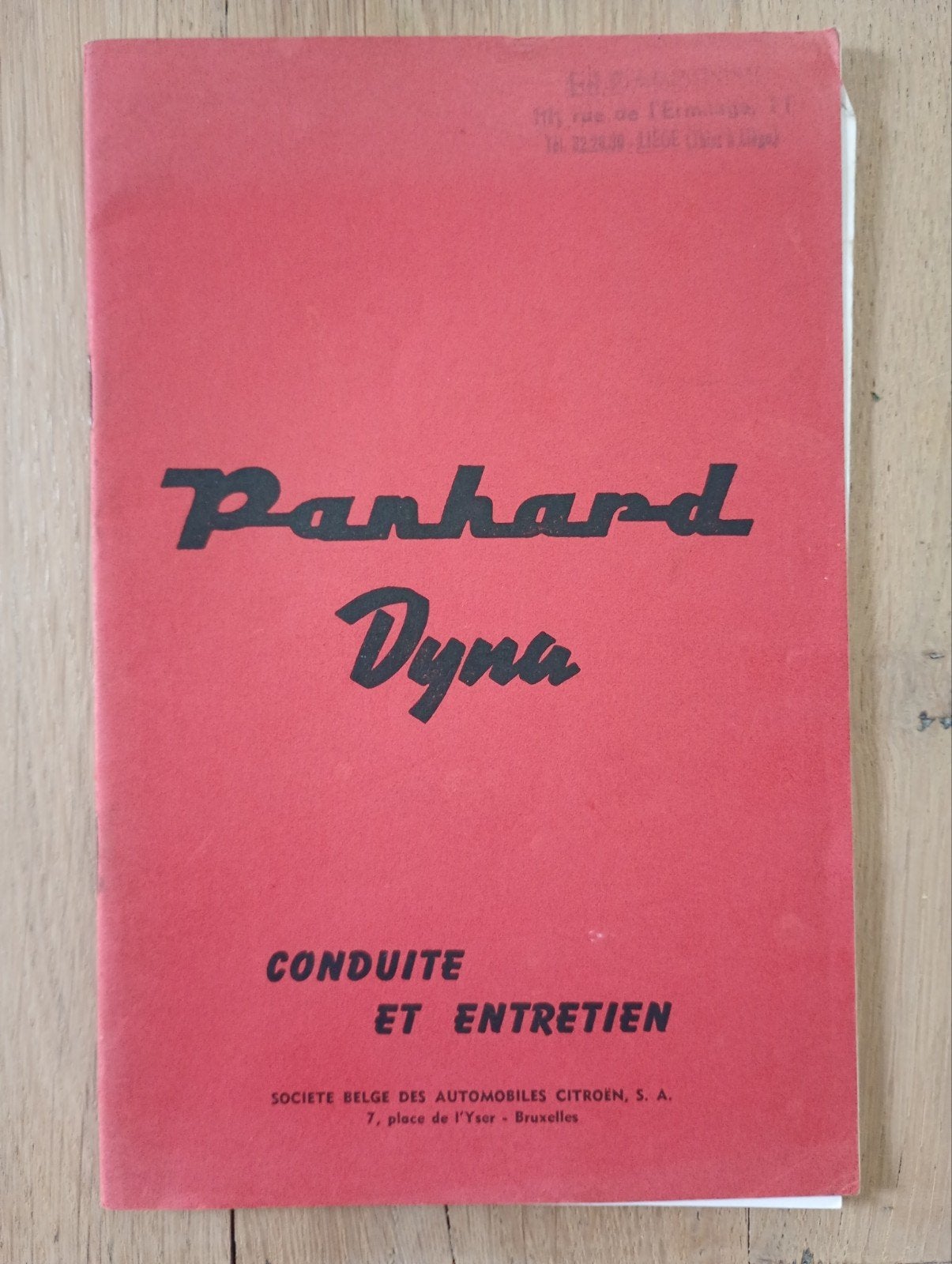 Panhard Dyna Conduite et entretien 1957 TBE, Ophalen of Verzenden