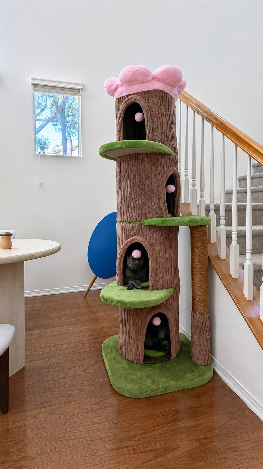 Unieke Boomstam Krabpaal 174 cm – Kattenboom met Holletjes, Dieren en Toebehoren, Ophalen of Verzenden, Zo goed als nieuw, Krabpaal