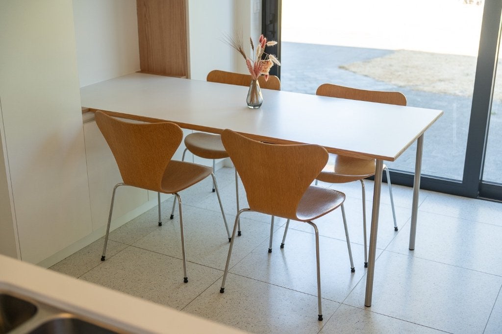 4 Originele Fritz Hansen Vlinderstoelen (Series 7) - fineer, Ophalen, Gebruikt, Bruin, Scandinavisch, Mid-century, Vintage, Design, Hout, houtfineer,