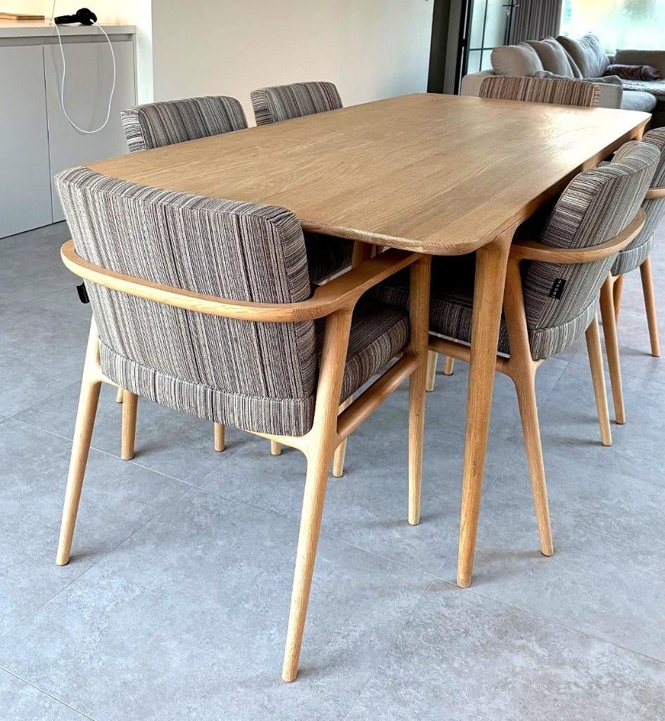 Exclusieve design eettafel Gazzda Fawn + 8 Moooi Zio stoelen, Ophalen, Gebruikt, Scandinavisch, 8 stoelen of meer