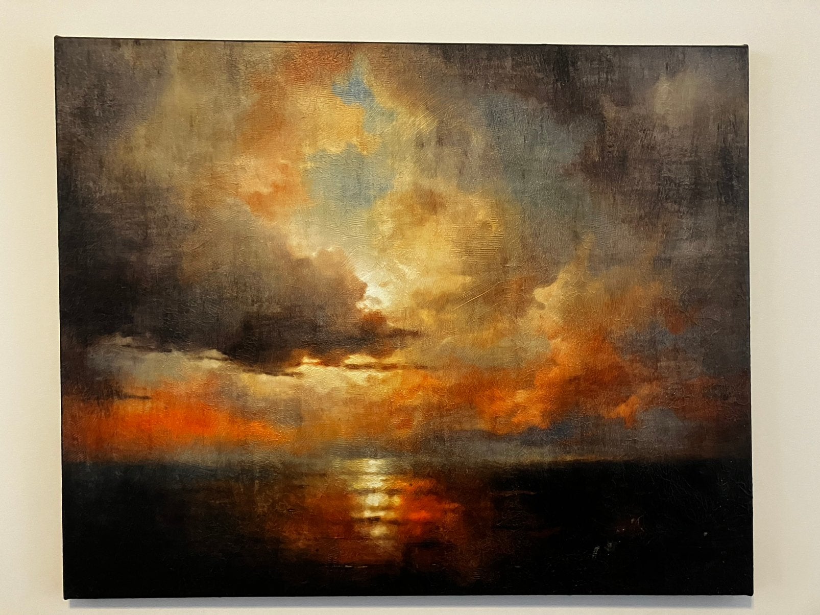 Zonsondergang, acryl op canvas., Antiek en Kunst, Ophalen of Verzenden