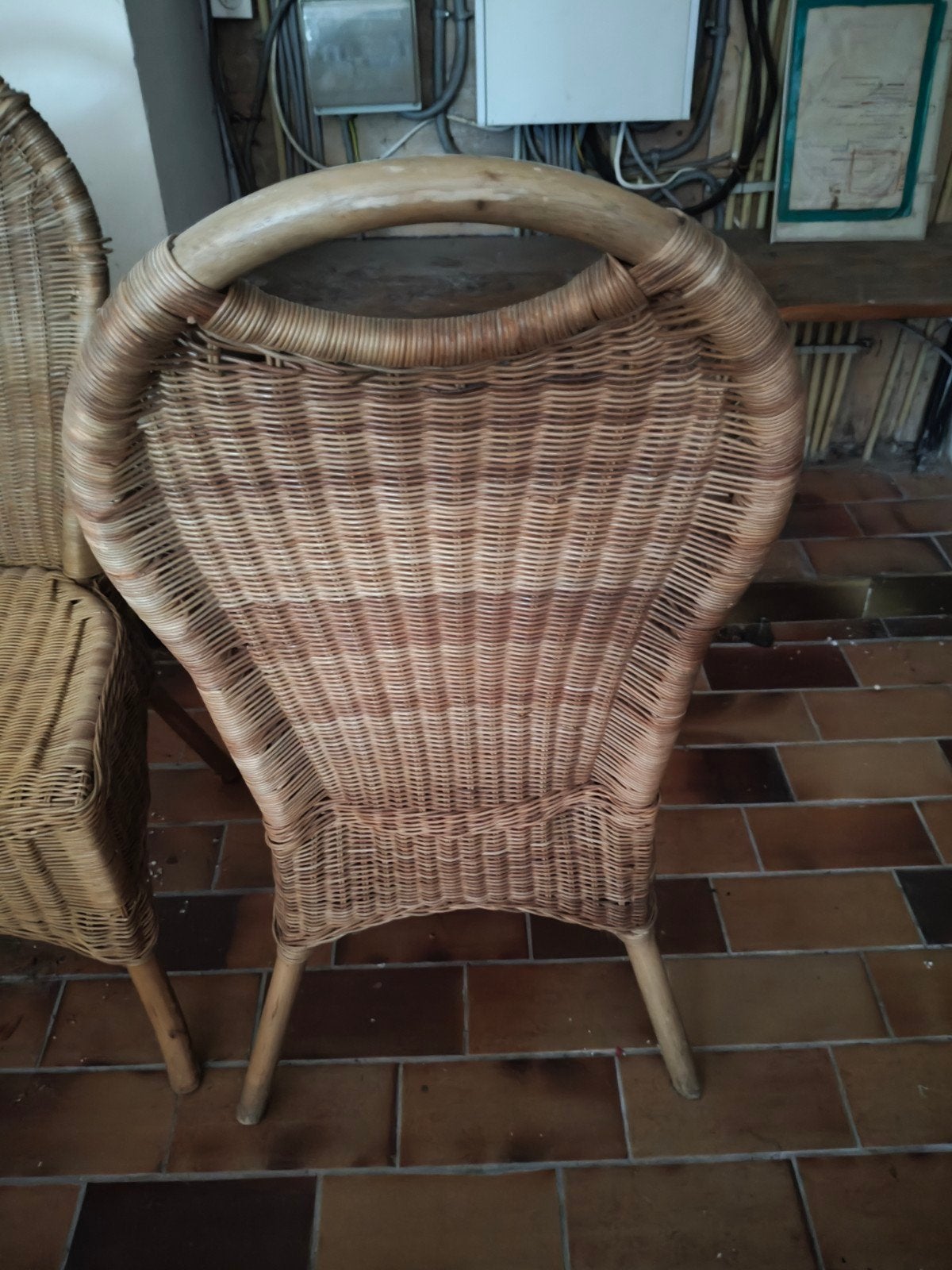 rieten stoel set van 4, 10€ per stuk, 30€ voor hele set, Tuin en Terras, Ophalen