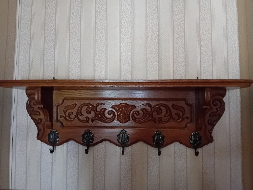 Kapstok - wandkapstok met hoedenplank, Ophalen, Zo goed als nieuw, Hout, Wandkapstok