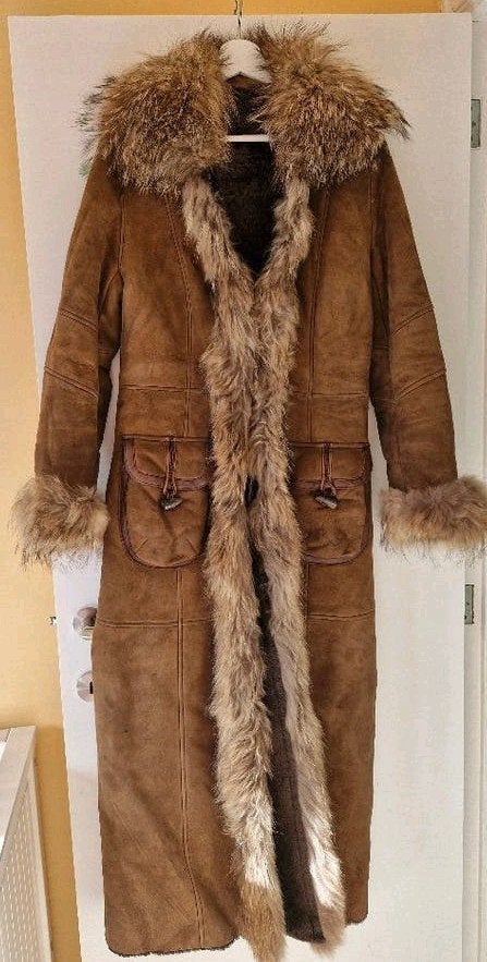 Manteau long vintage VENTCOUVERT Paris – Mouton retourné, Ophalen of Verzenden, Gedragen