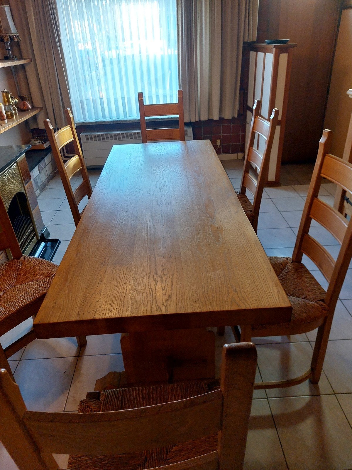 grote eikenhouten eettafel, Ophalen, Rechthoekig, Eikenhout