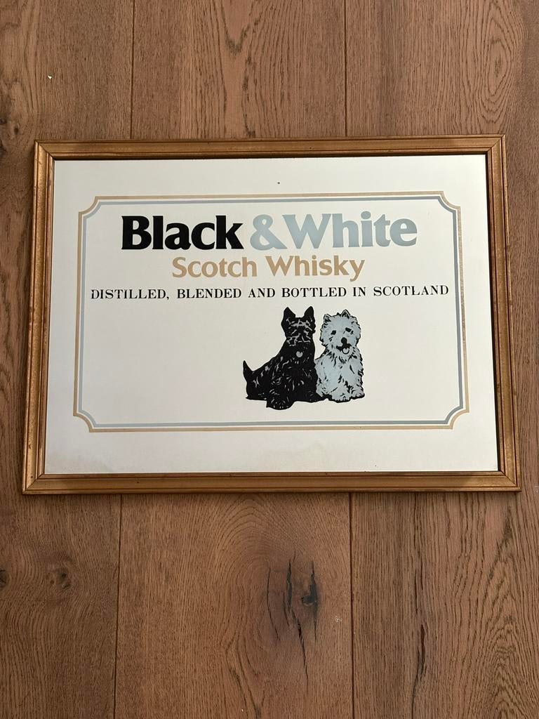 Retro spiegel Black & White Wisky, Ophalen, Gebruikt