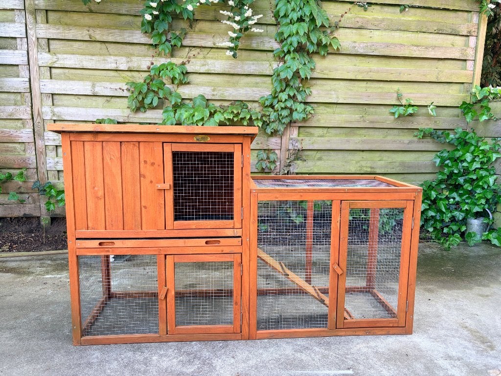Hok met ren voor konijn of cavia, Animaux & Accessoires, Rongeurs & Lapins | Cages & Clapiers, Enlèvement, Utilisé, Niche, Cobaye