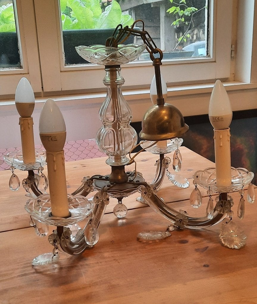Kristallen luster, Ophalen, Gebruikt, Glas, Antiek