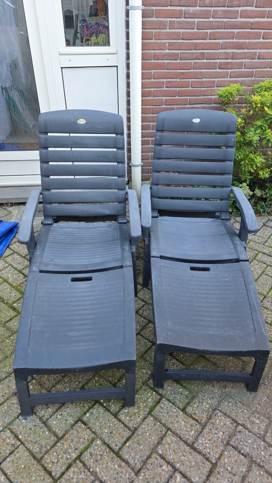 2 ligbedden, Jardin & Terrasse, Enlèvement, Utilisé, Plastique, Pliant