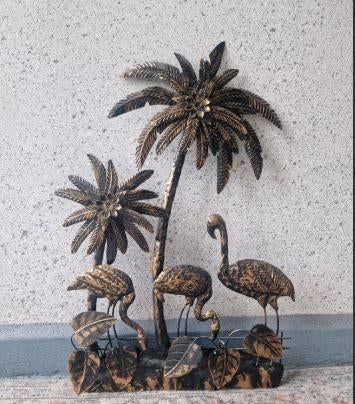 vintage metaal wanddeko Flamingo´s mid-century, Verzamelen, Ophalen, Huis en Inrichting