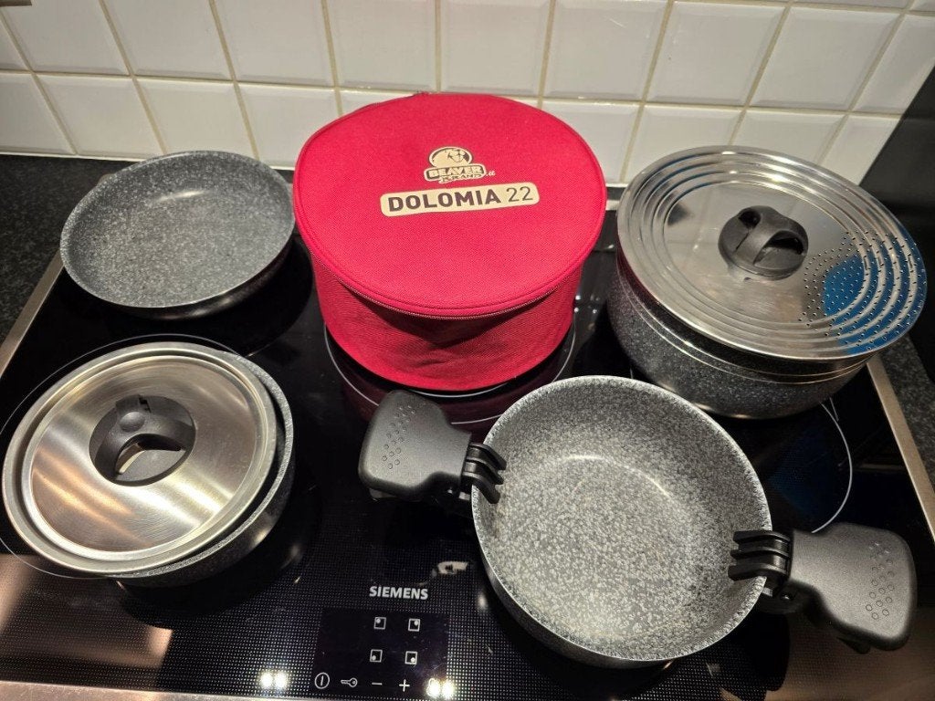 Kampeer pannen set - DOLOMIA 22, Caravans en Kamperen, Ophalen, Gebruikt