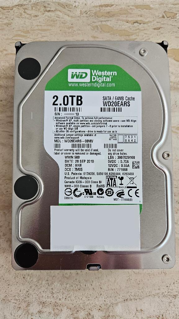 Harddisk West Digital, Ophalen, Intern, 2TB, Zo goed als nieuw