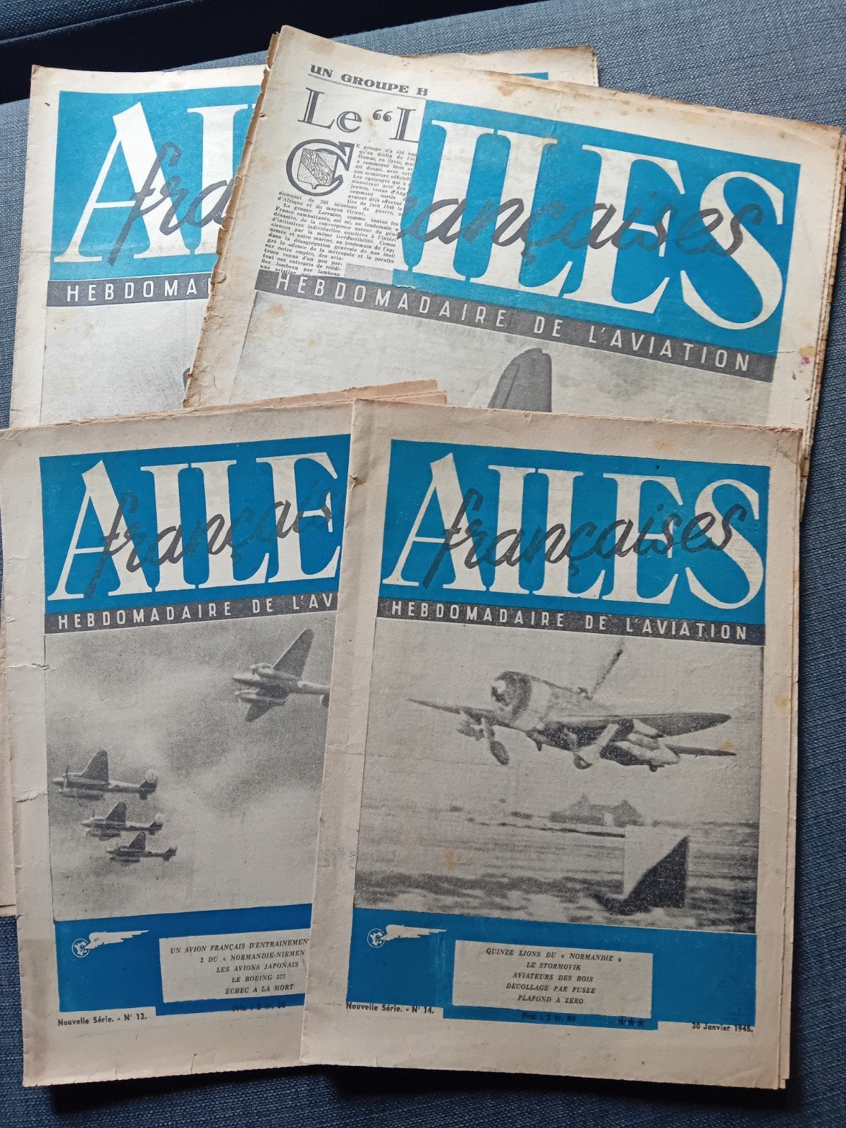 4 stuls ailes francaises 1945, Verzamelen, Luchtvaart en Vliegtuigspotten, Ophalen of Verzenden