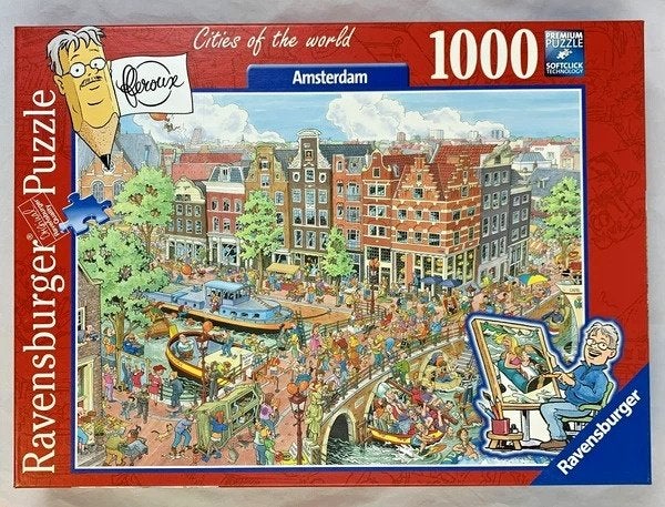Ravensburger Fleroux Amsterdam Grachten Puzzel 1000 stukjes, Hobby en Vrije tijd, Verzenden, 500 t/m 1500 stukjes, Zo goed als nieuw
