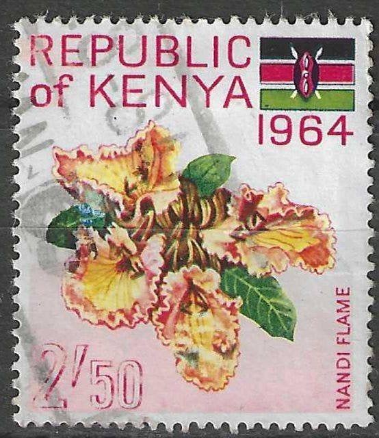 Kenya 1963 - Yvert 19 - Tuil met Bloemen - 2,50 s.  (ST), Verzenden, Gestempeld