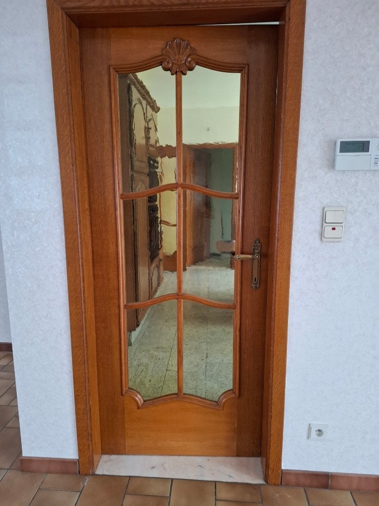 2 volle Eiken deuren met glas, Doe-het-zelf en Bouw, Ophalen, Gebruikt, 80 tot 100 cm, 200 tot 215 cm