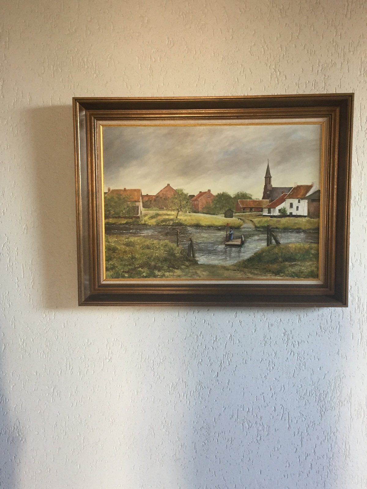 Schilderij Baarle veer (Drongen), Antiek en Kunst, Ophalen