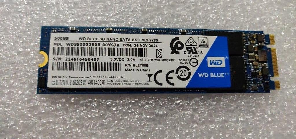 WD Blue 3D NAND 500GB M.2 SATA SSD | WDS500G2B0B 98% Health, Ophalen, Intern, Gebruikt, Server