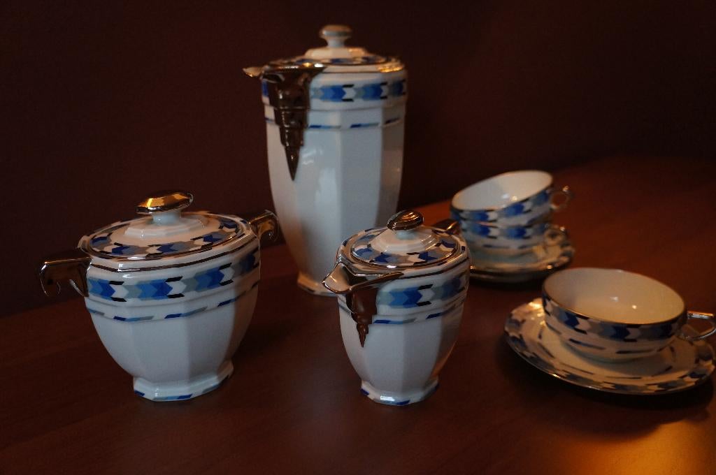 Prachtig Limoges art deco koffieservies voor 12 pers, Antiek en Kunst, Ophalen